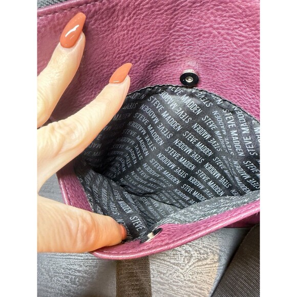 Steve Madden Quilted Faux Leather Crossbody Bag Purple Purse - Picture 11 of 13